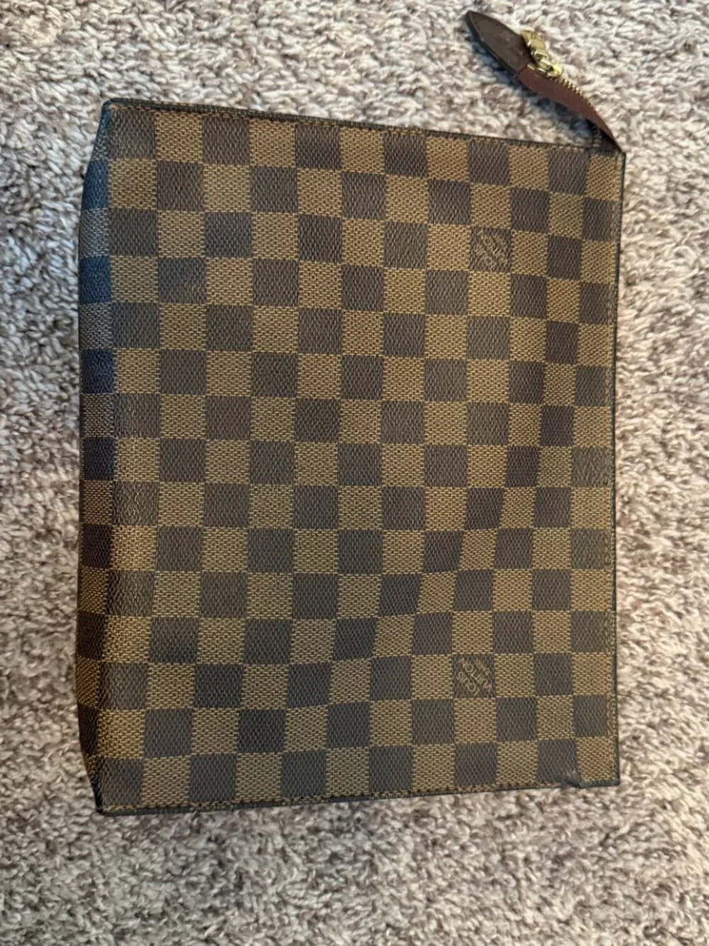 Louis Vuitton Damier Ebene Toiletry Pouch 26 - Red Lining & Brown Insert